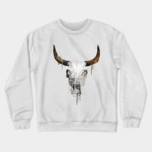 Dramabite Watercolor skull animal texas american cowboy Crewneck Sweatshirt